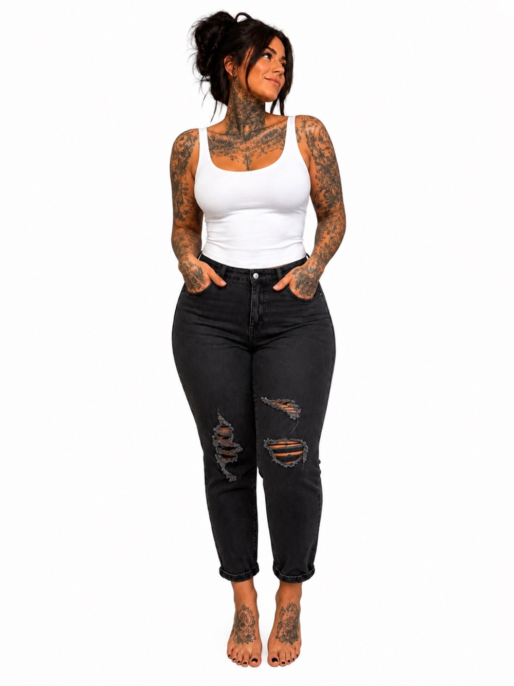 Forever 21 High Waisted Ripped Jeans